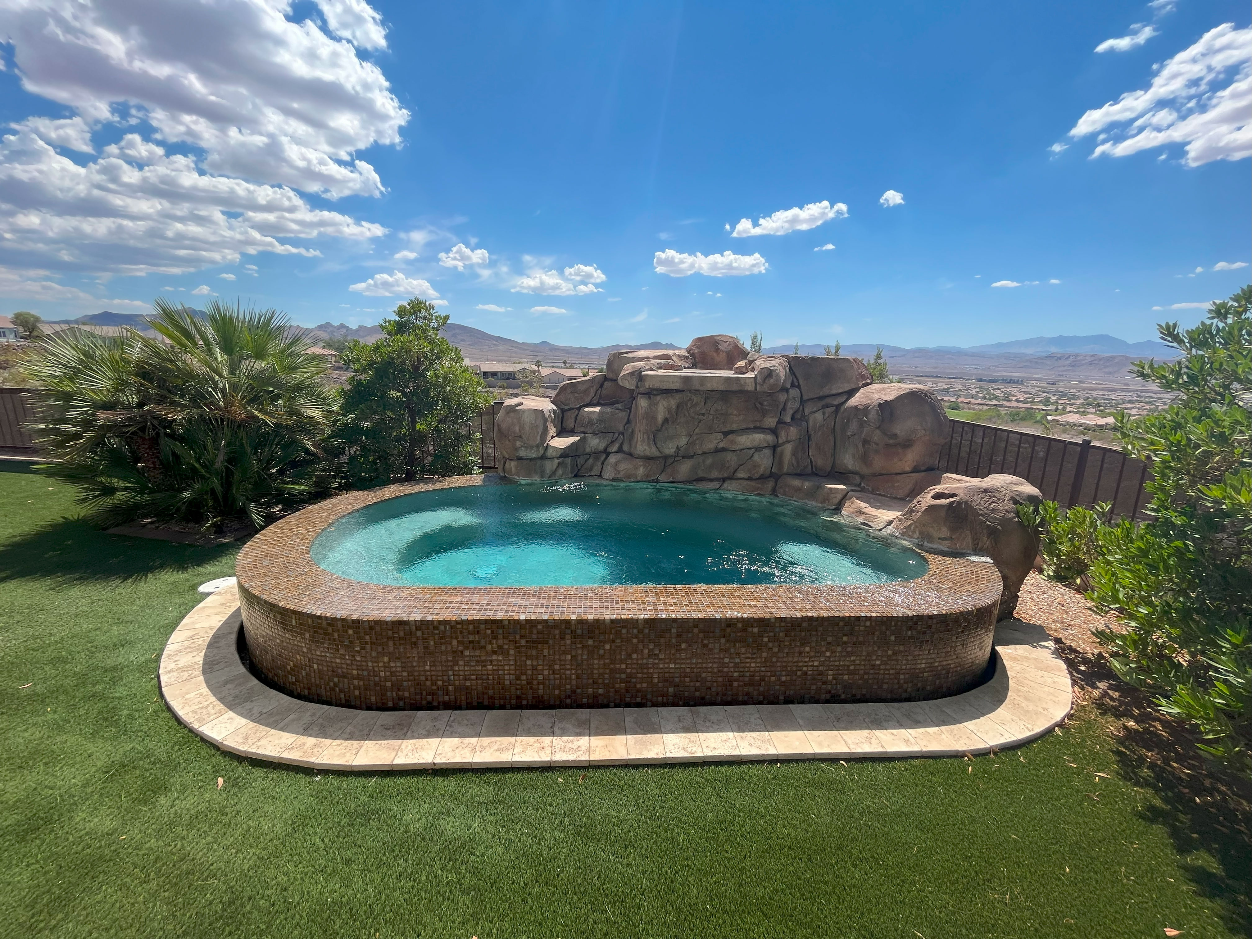 Contemporary outdoor kitchens Las Vegas with stone countertops