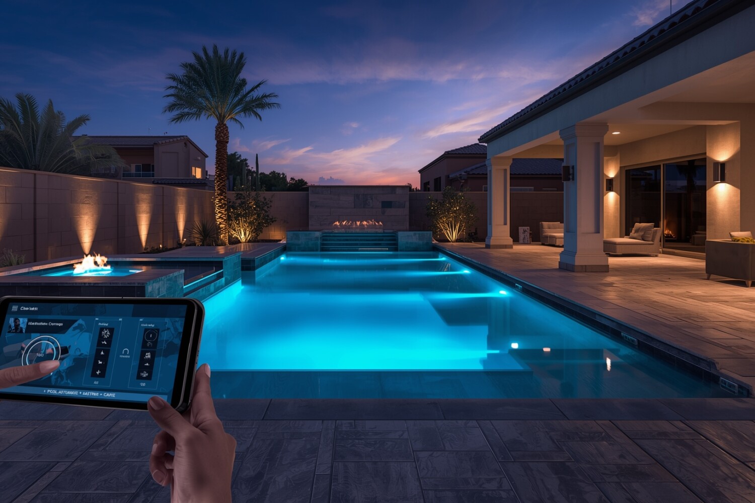Smart pool automation control system Las Vegas backyard
