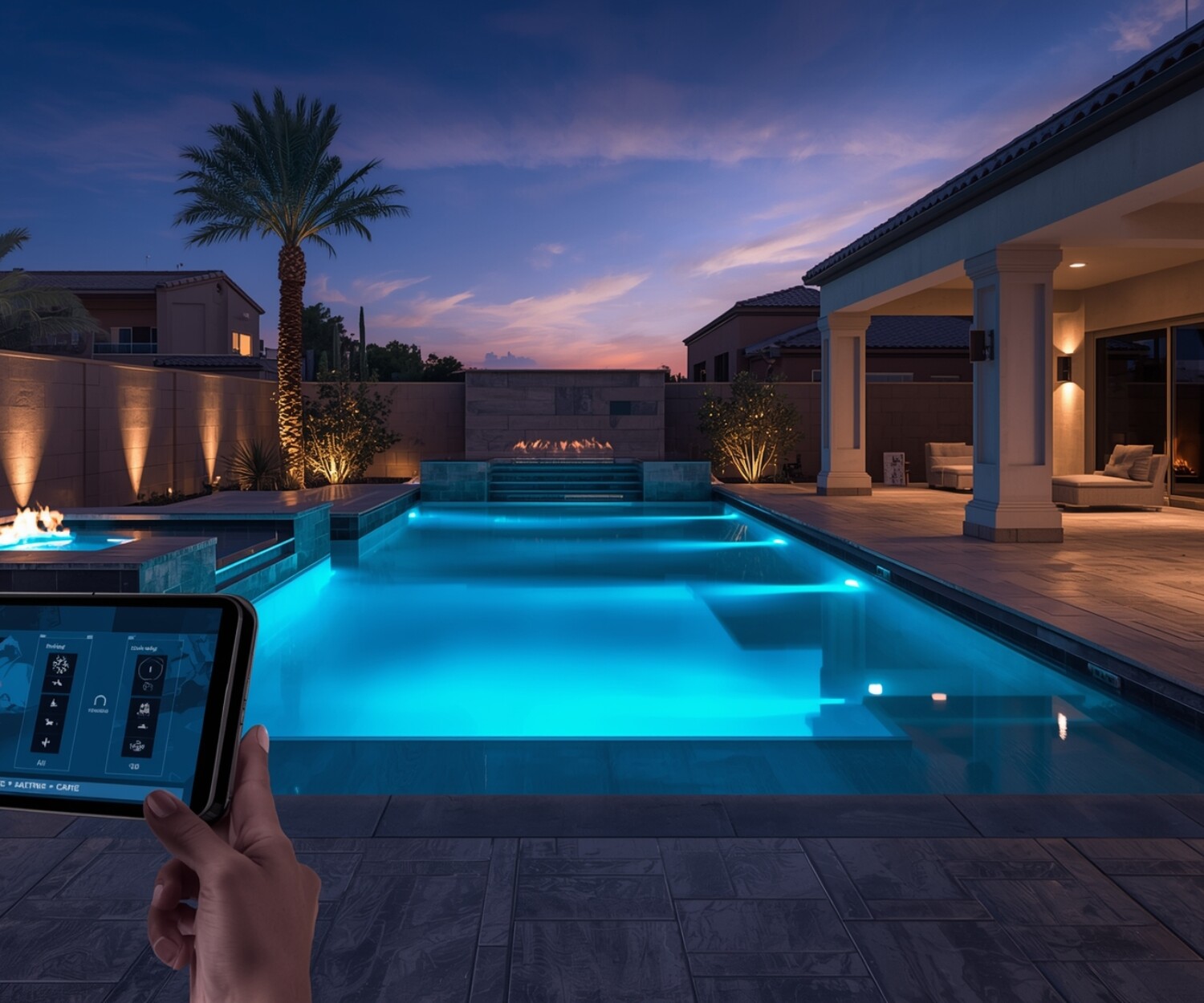 Smart pool automation control system Las Vegas backyard
